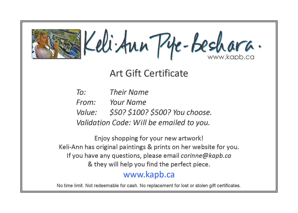 Art Gift Certificates